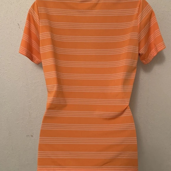Nike Golf Tour Performance DRI FIT Polo Shirt Woman's M Stripped Neon Orange - Picture 4 of 6